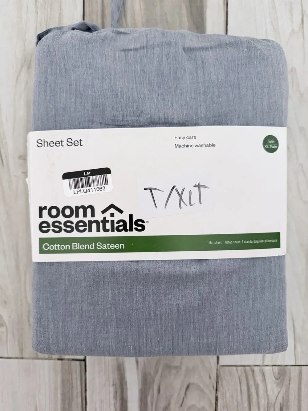 Room Essentials Cotton Denim Grey/Blue Exlg Twin Size Sheets